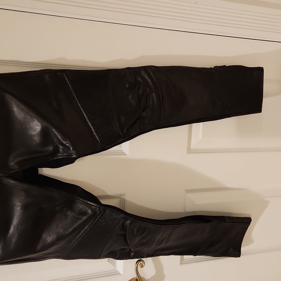 RED VALENTINO LOW RISE LEATHER BIKER PANTS - Picture 6 of 7